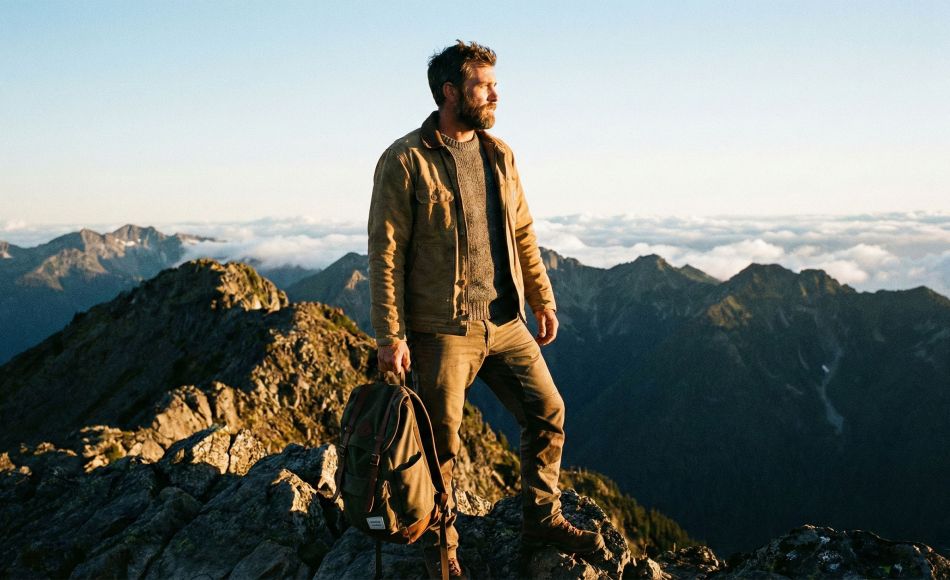 A strong, focused man overlooking a horizon representing the future of masculine performance and leadership.