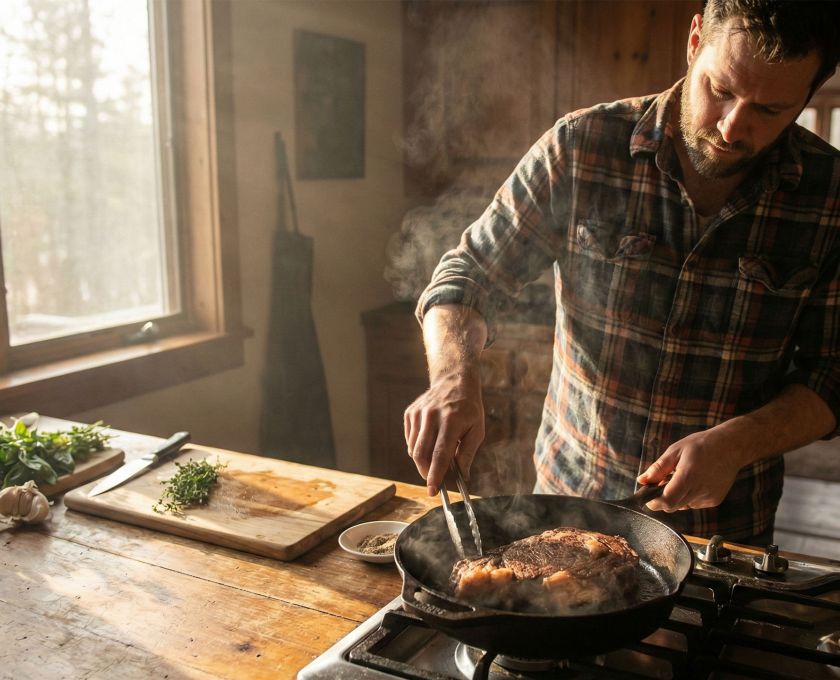 A man preparing a high-protein meal, representing performance nutrition and the provider role.