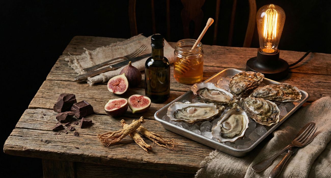 Alimentos afrodisíacos tradicionales asociados con la fuerza masculina y la vitalidad sexual