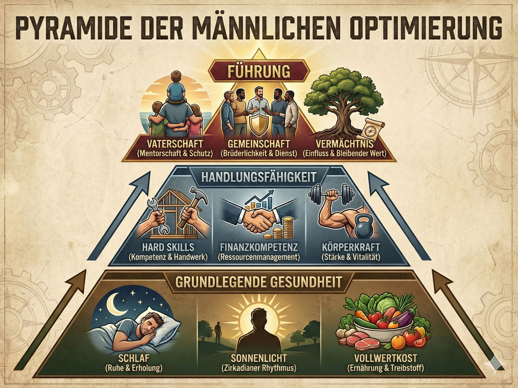 Pyramide der männlichen Optimierung
