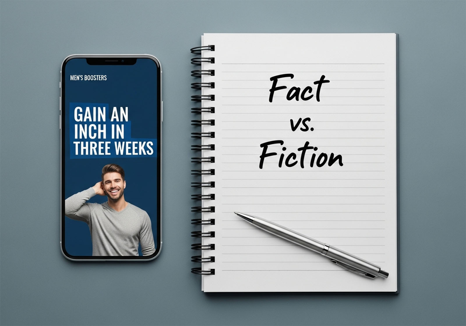 Liste de contrôle Fait ou Fiction pour les allégations de santé masculine sur un bureau