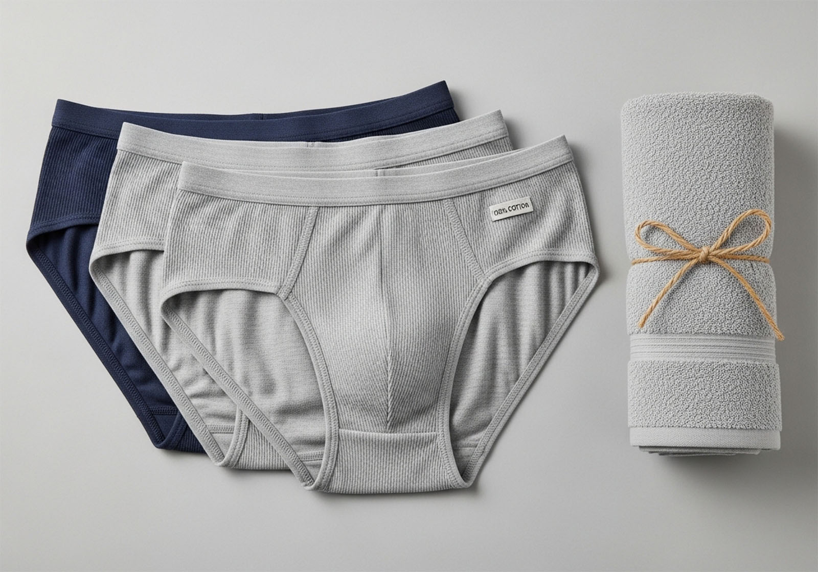 Breathable cotton underwear and towel set for men’s hygiene