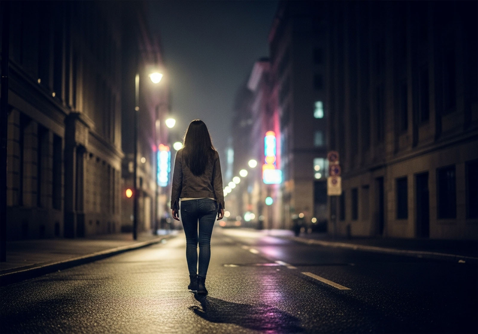 Young woman walking alone at night in European city – the new reality for many daughters