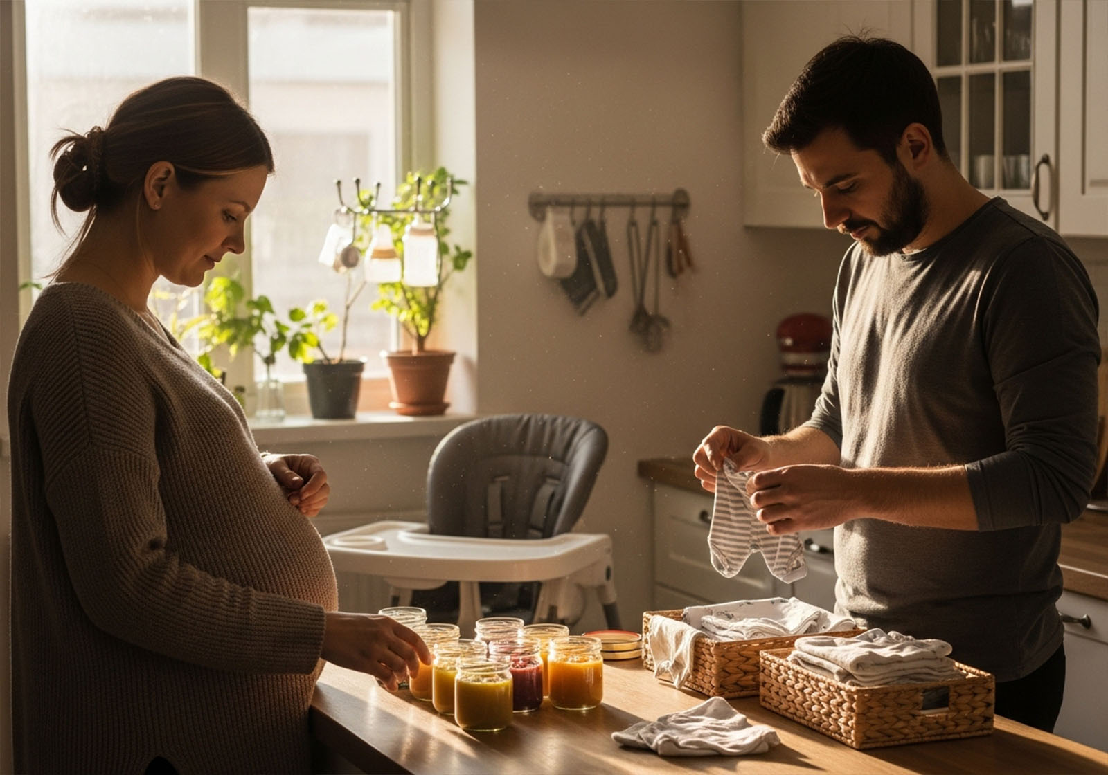 Preparar comidas simples y equipo antes de la llegada del bebé
