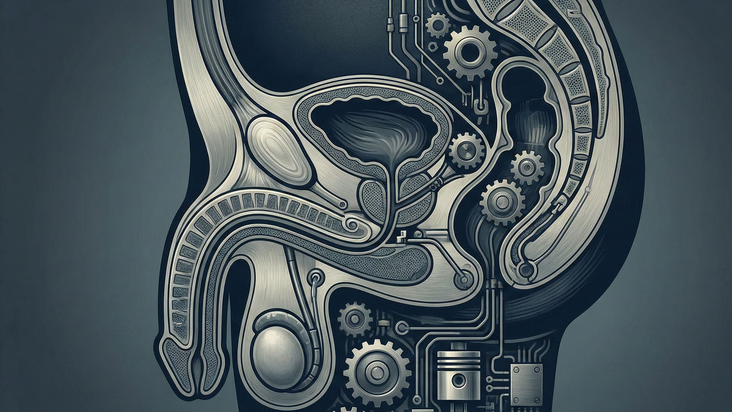 Diagramme illustrant les quatre étapes du cycle de réponse sexuelle masculine et le modèle de double contrôle.