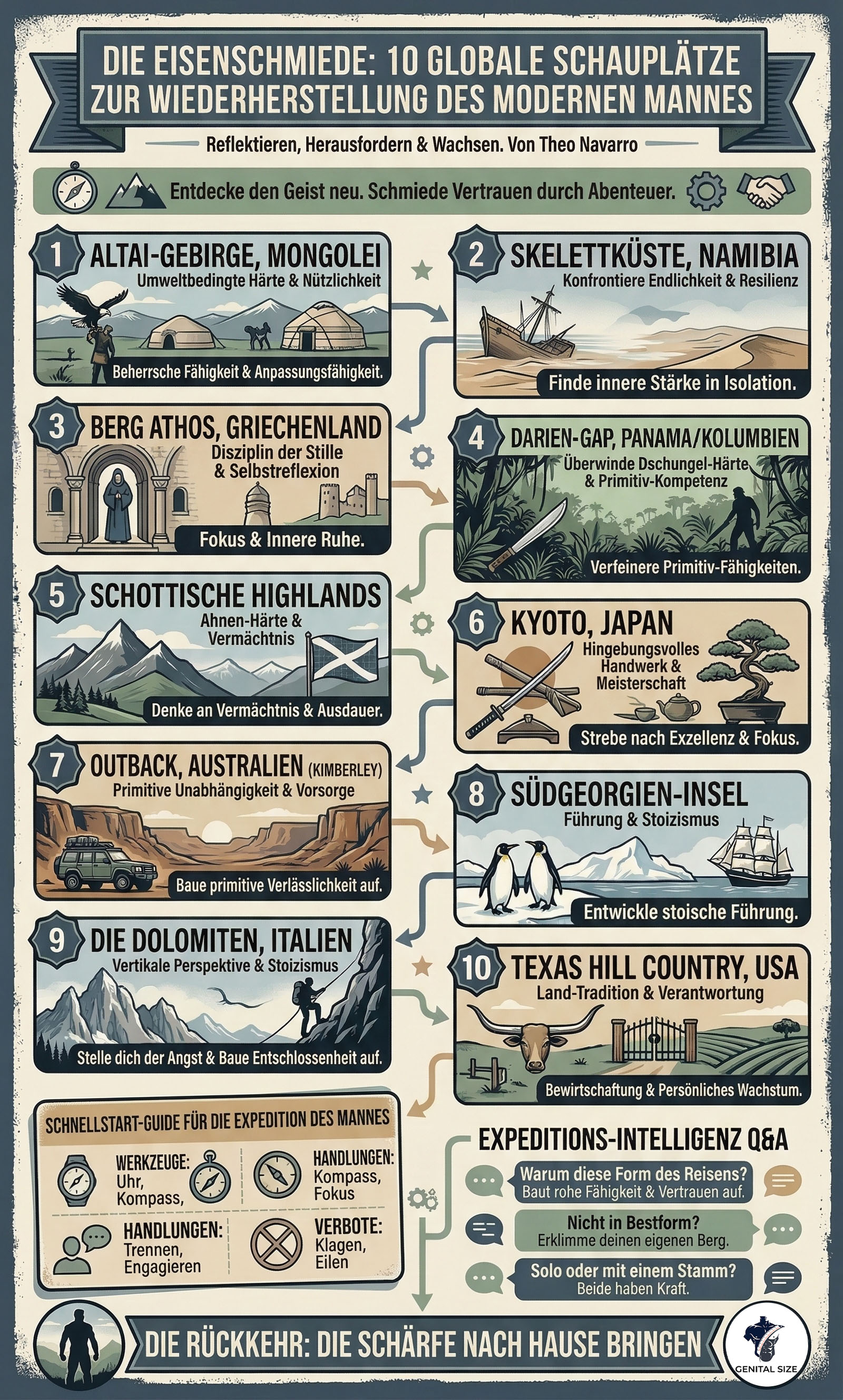 Infografik: Die Eisenschmiede - 10 globale Arenen zum Wiederaufbau des modernen Mannes