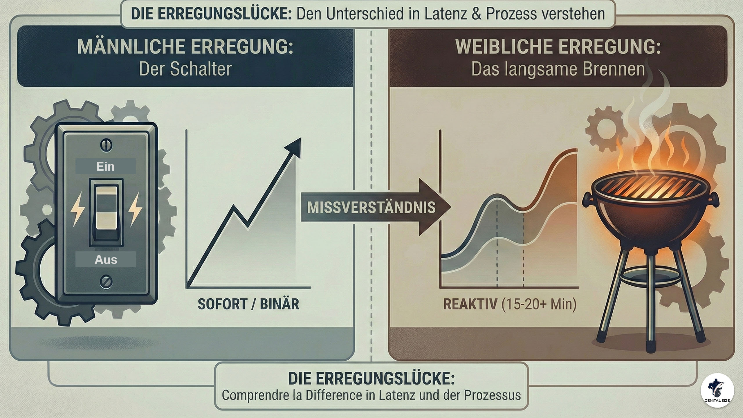 Infografik zum Trugschluss der männlichen und weiblichen Erregung.