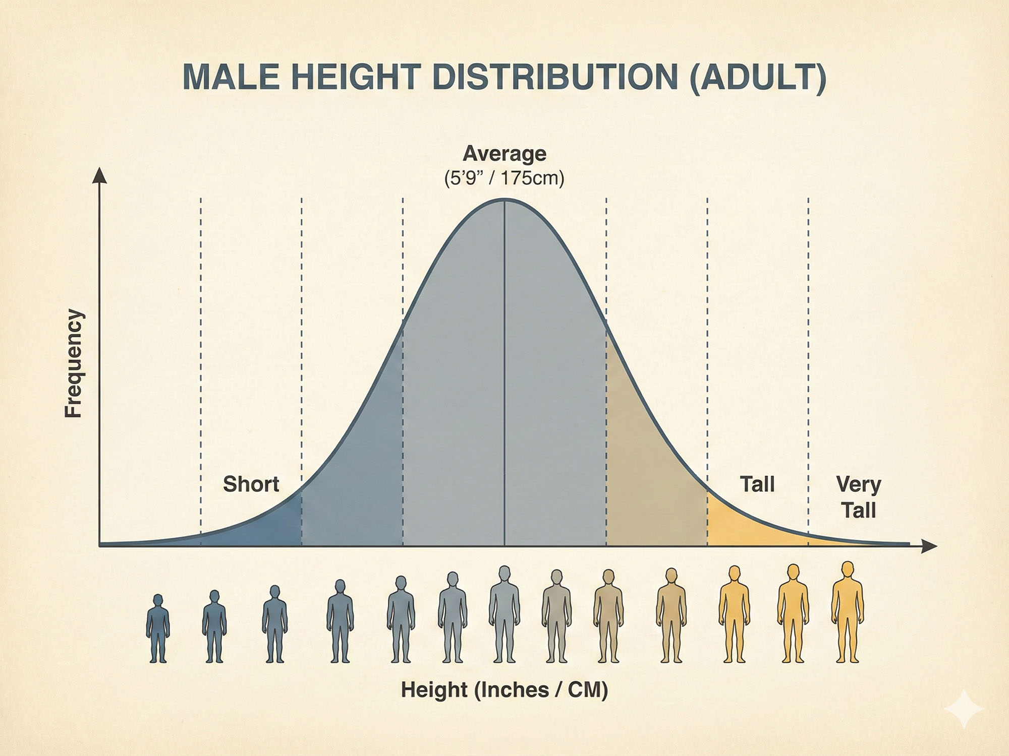 A Bell Curve Graph of male height distribution
