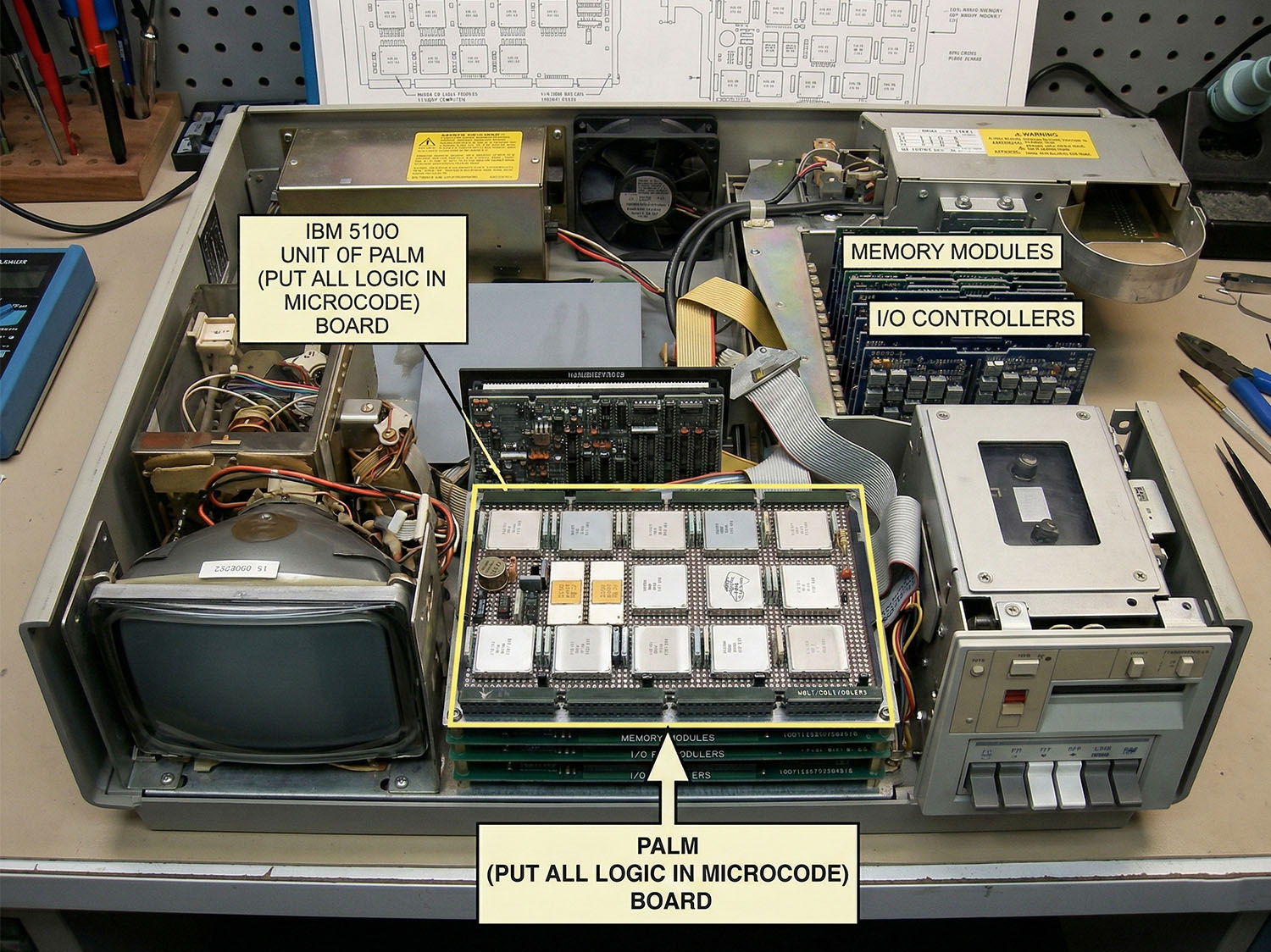 IBM 5100 internal circuitry and PALM board