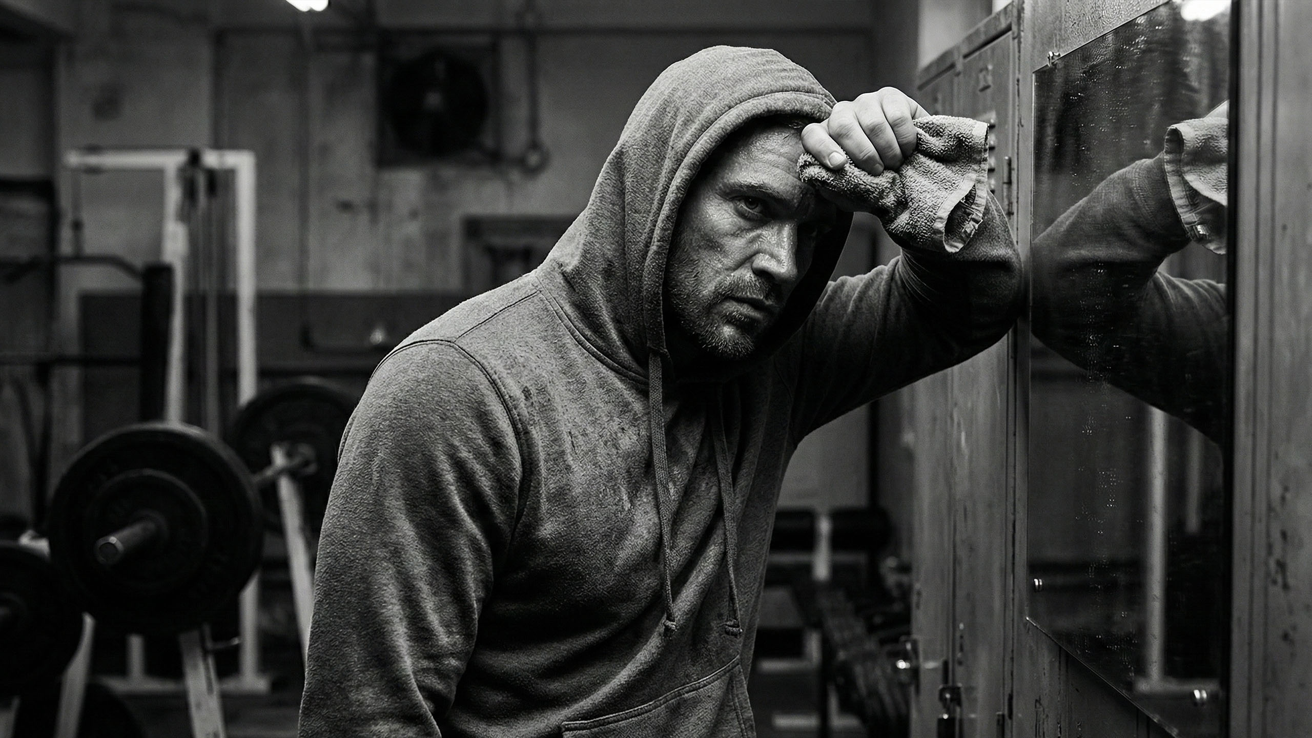 A confident man focusing on his physical and mental performance.