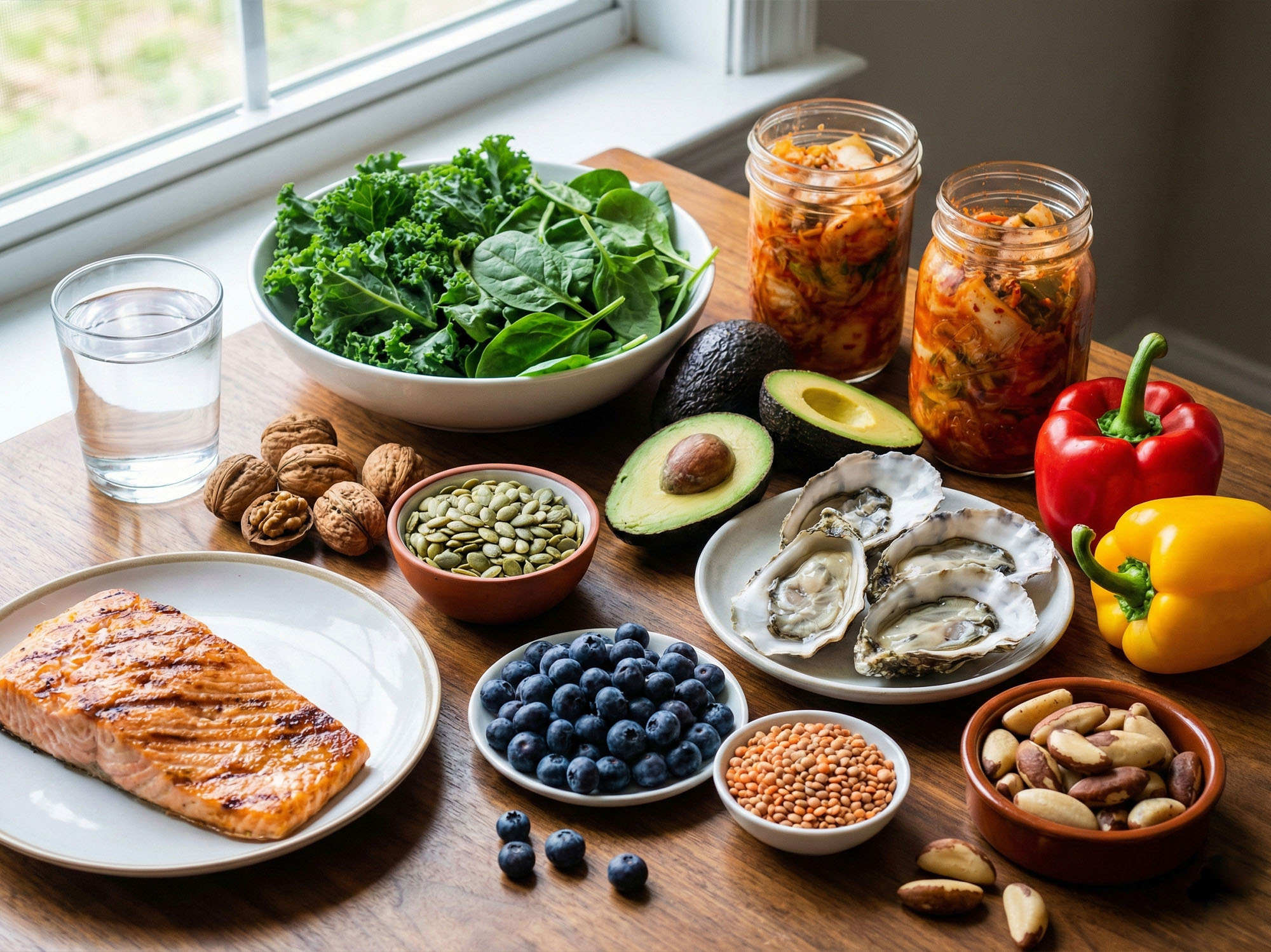 Assortment of micronutrient-rich foods for men