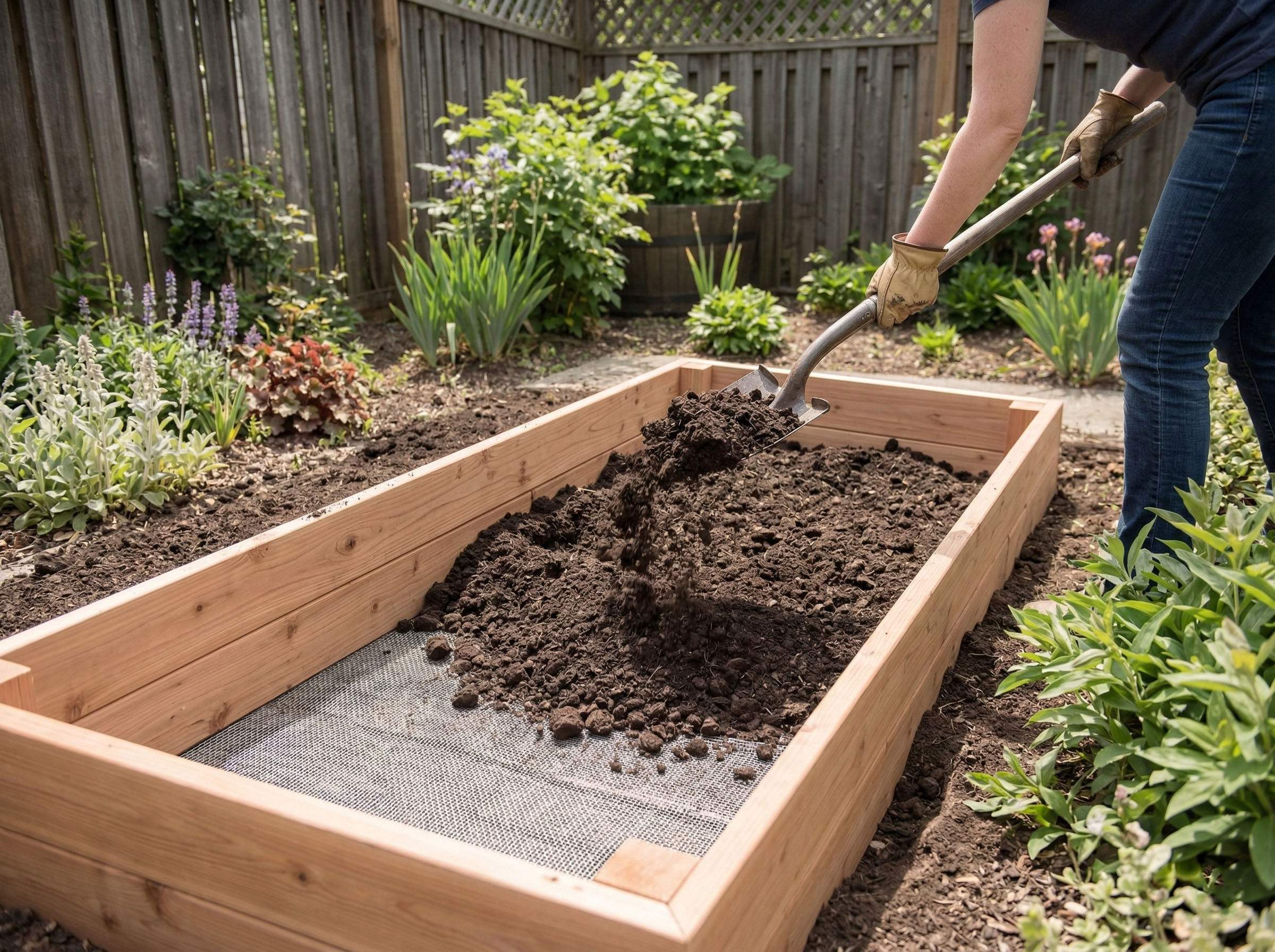 The final step is to position the raised garden and fill with good garden soil.