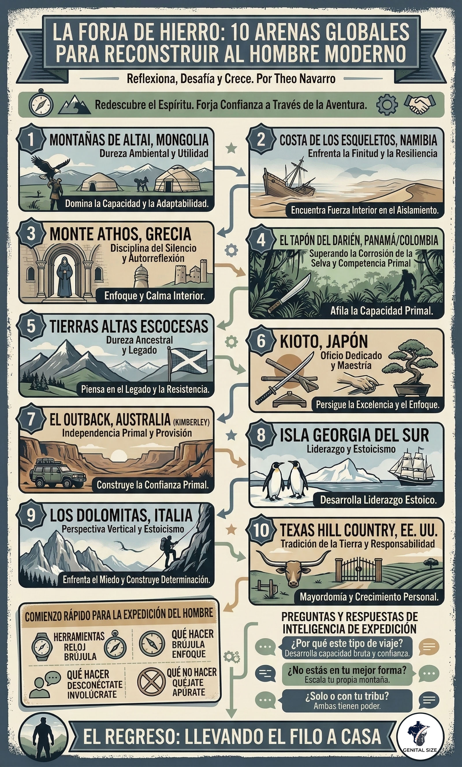 Infografía: La Forja de Hierro - 10 Arenas Globales para Reconstruir al Hombre Moderno