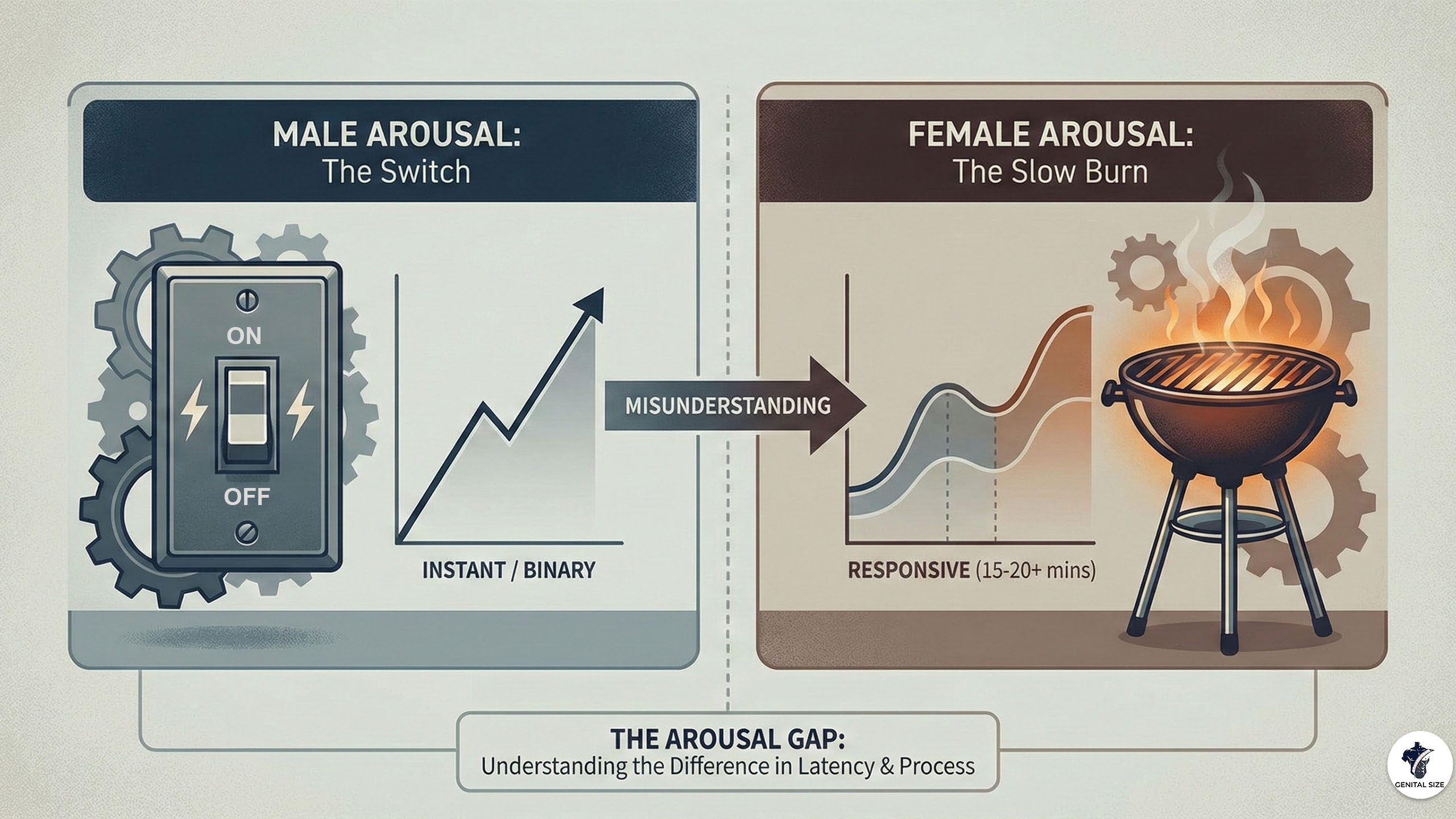 Infographic fallacy of male and female arousal.