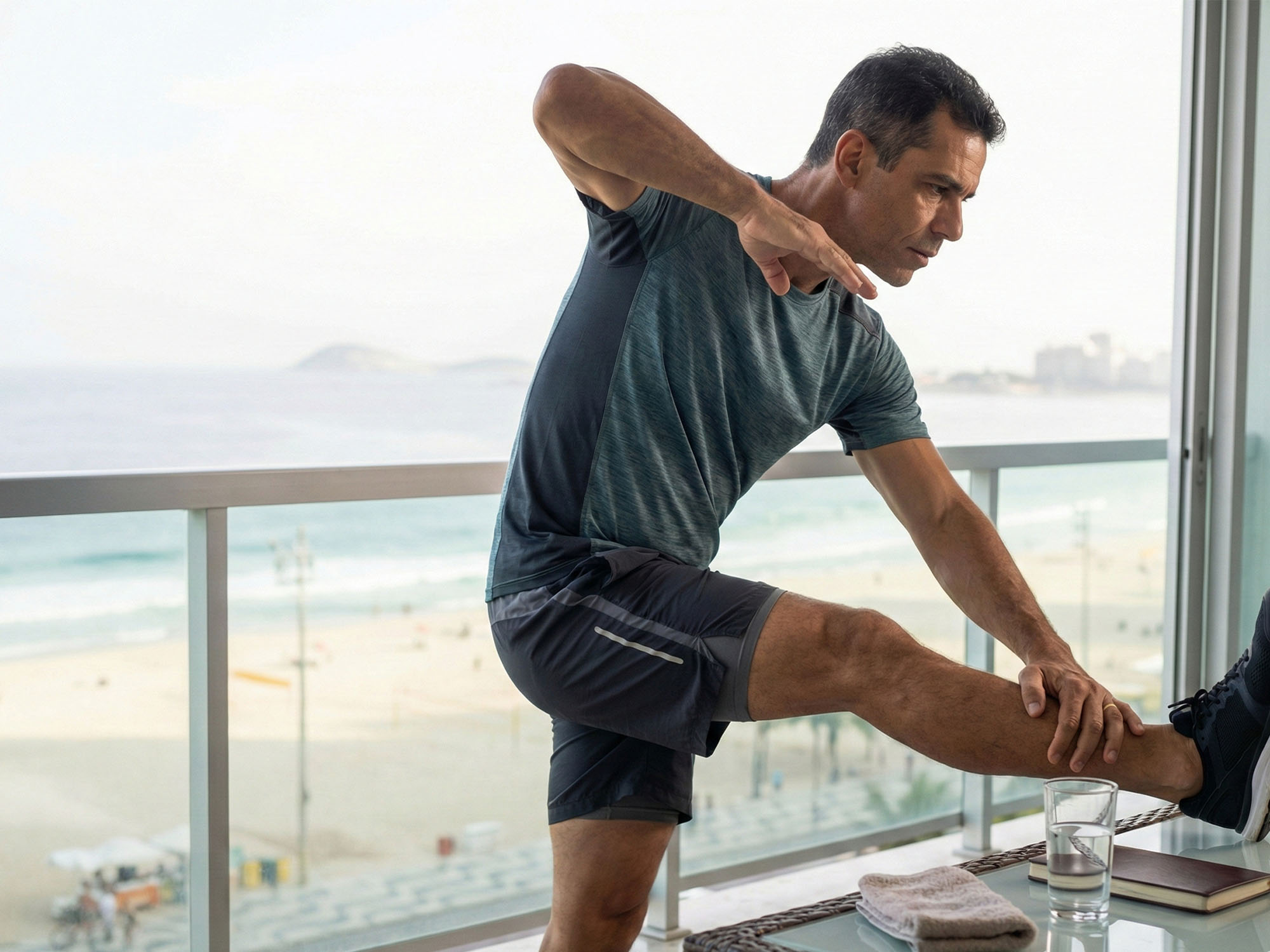Homem praticando autocuidado disciplinado através da rotina diária e prontidão física