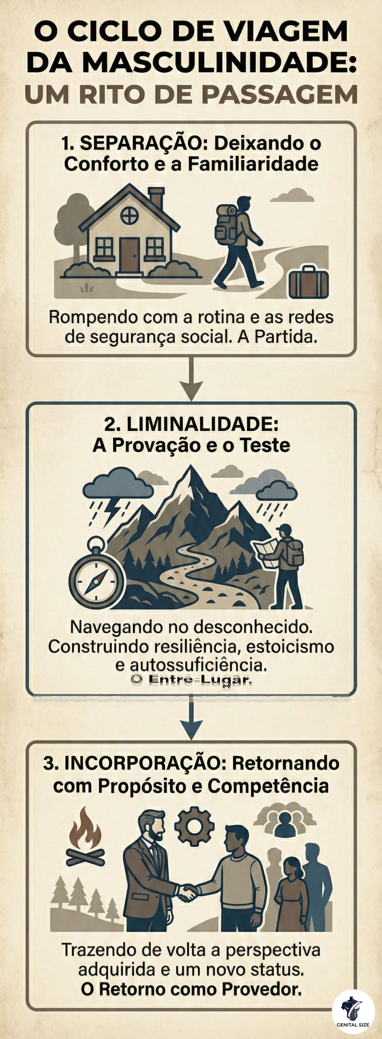 infografico ciclo da viagem masculina