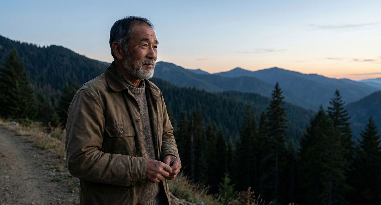 屋外で落ち着いた集中を実践し、ストレスと精神的明晰さを管理する男性