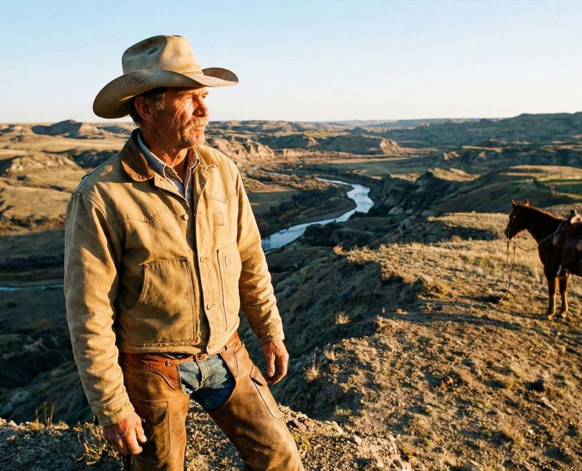 A strong man overlooking a mountain range representing traditional masculine virility and the provider role.