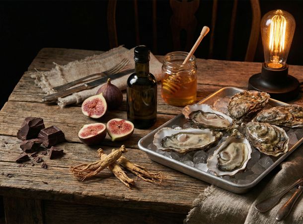 Traditionelle Aphrodisiakum-Lebensmittel für männliche Stärke und sexuelle Vitalität