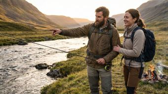 Man and woman enjoying outdoor adventure together, symbolizing compatible dating and traditional partnership