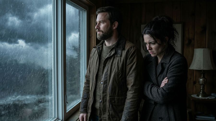 A stoic man maintaining composure during a difficult conversation.