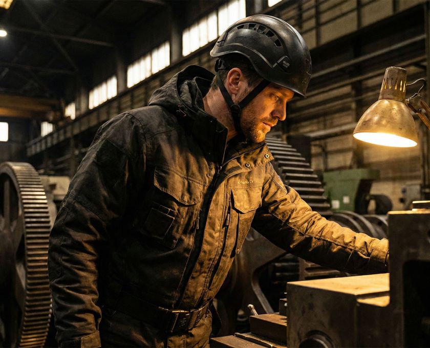 A man embodying focus and performance in an industrial, high-productivity environment.