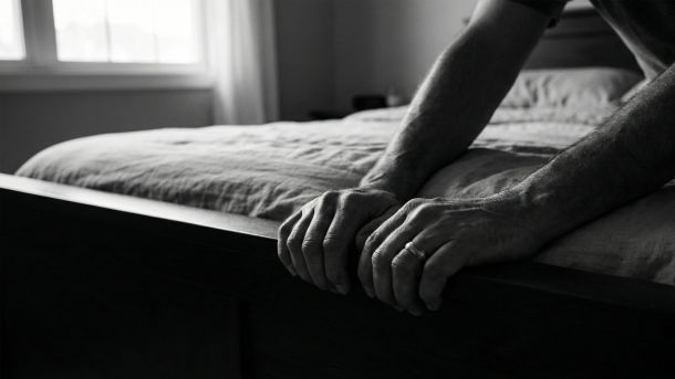 Um homem praticando técnicas de ancoragem durante um momento íntimo.