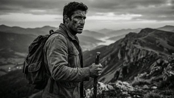 Um homem musculoso treinando em um ambiente rústico representando a vitalidade masculina tradicional.