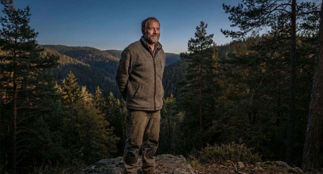 Mann übt ruhige Konzentration im Freien zur Stressbewältigung und mentalen Klarheit