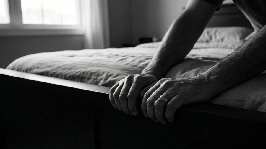 Un homme pratiquant des techniques d'ancrage pendant un moment intime.