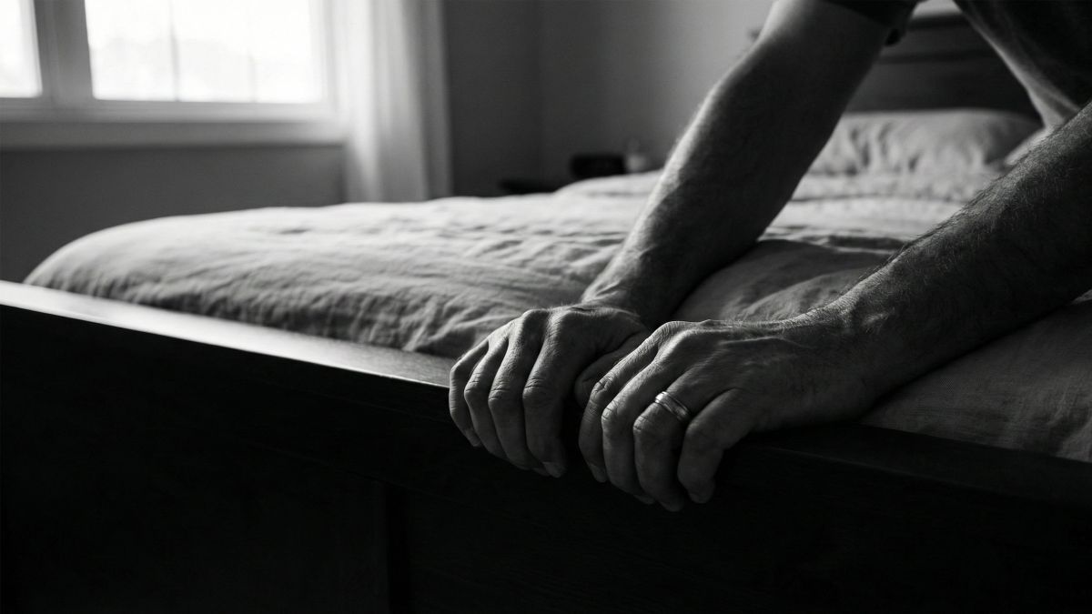 Un hombre practicando técnicas de conexión durante un momento íntimo.