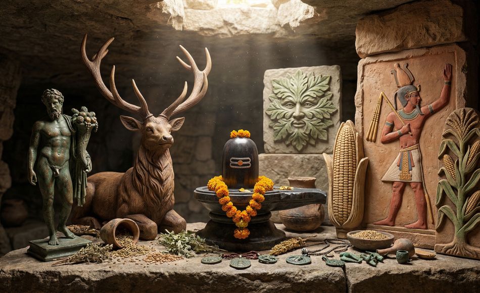 Ancient fertility symbols and masculine totems from cultures around the world