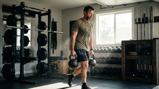 Homme fort pratiquant un entraînement fonctionnel pour optimiser sa santé et sa longévité.