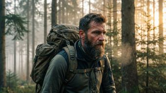 Ein fitter Mann beim Wandern in der Natur, der robuste männliche Gesundheit und körperliche Spitzenleistung symbolisiert.