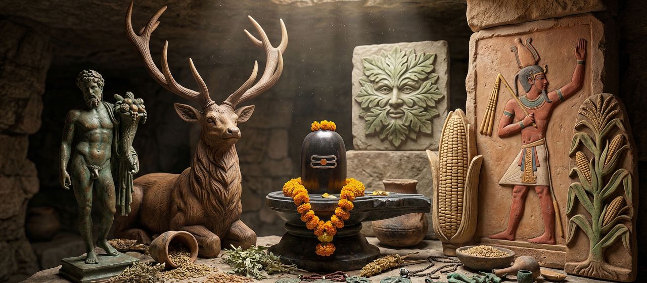 Ancient fertility symbols and masculine totems from cultures around the world