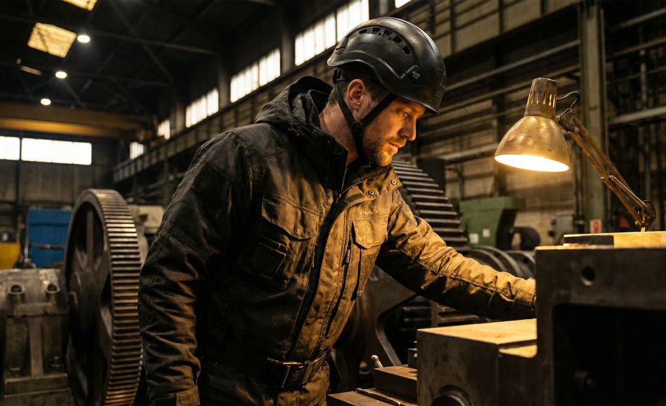 A man embodying focus and performance in an industrial, high-productivity environment.