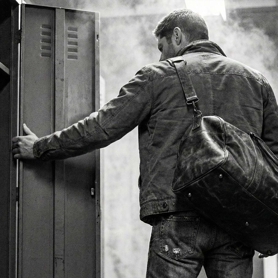 A man showing strength and composure, representing masculine confidence.