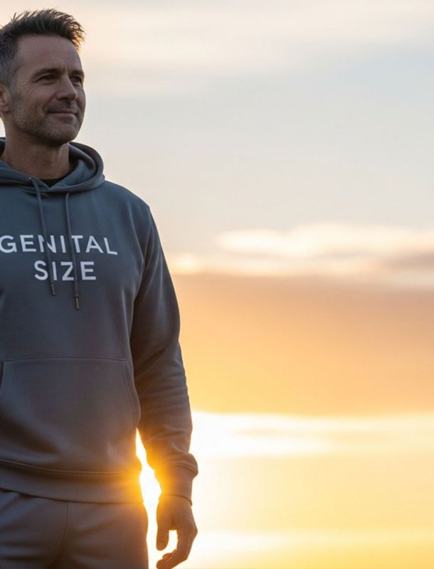 Hombre de mediana edad al amanecer con postura firme y serena