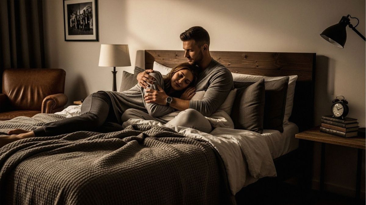 Couple masculin et féminin partageant un moment intime détendu