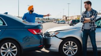 Frustrated Canadian man holding a high insurance bill due to cost of unchecked immigration fraud.