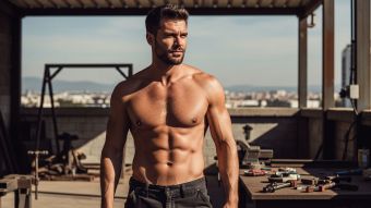 Hombre masculino y seguro al aire libre reforzando su confianza sin importar el tamaño de su pene