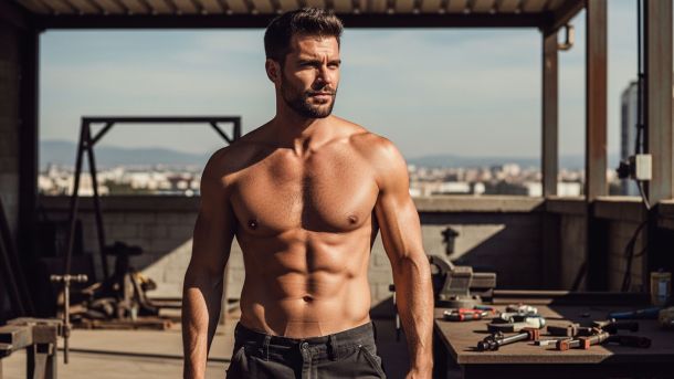 Hombre masculino y seguro al aire libre reforzando su confianza sin importar el tamaño de su pene